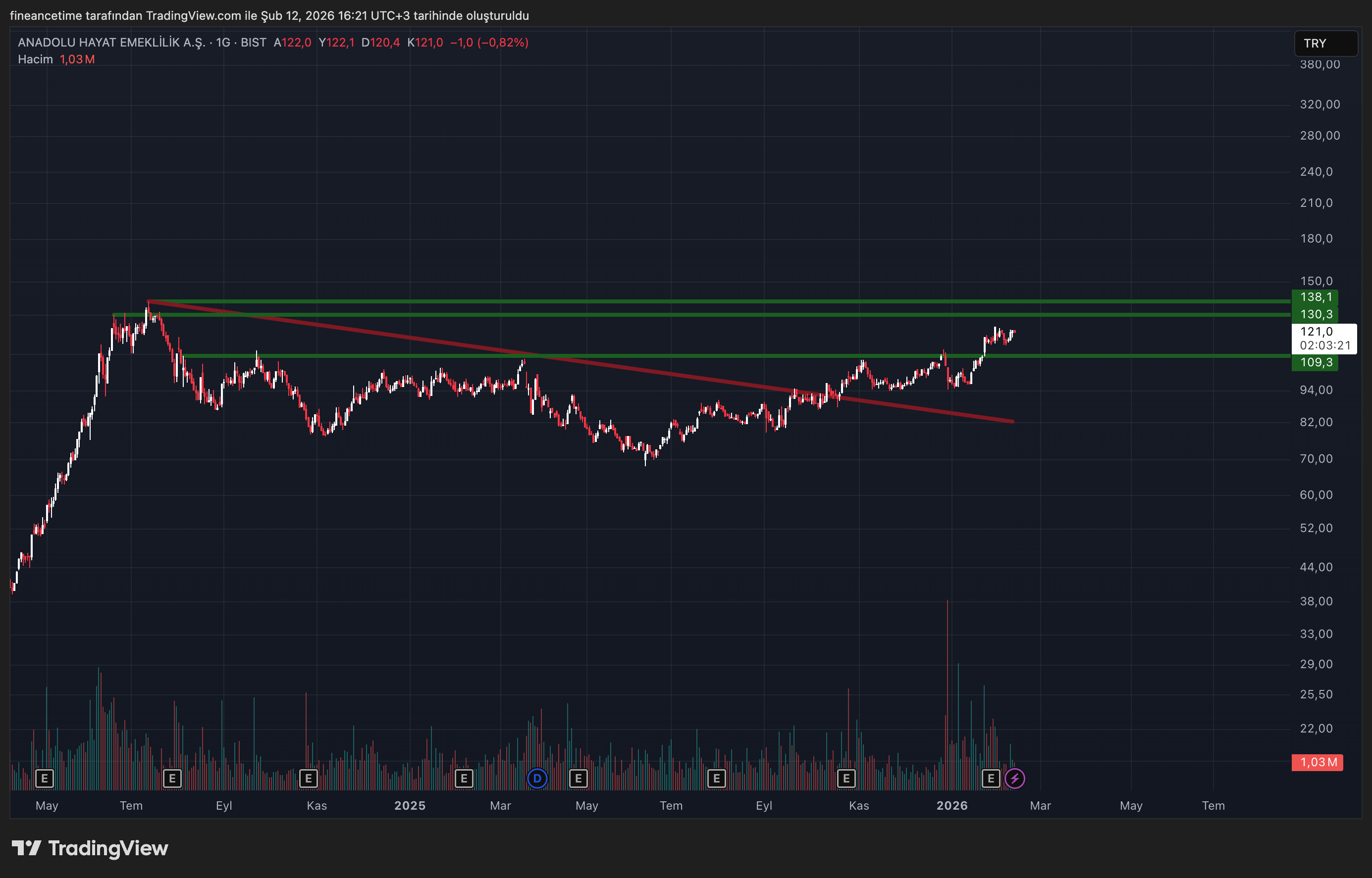 ANADOLY HAYAT EMEKLİLİK Grafik
